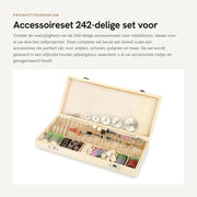 Accessori per Trapano Rotativo 242 Pezzi - Scatola di Ricarica in Legno - Fusto Universale 1/8 Pollici - Taglio/Lavorazione/Spazzolatura - Attrezzatura DIY - Per Uso Domestico - Set per Trapano Rotativo