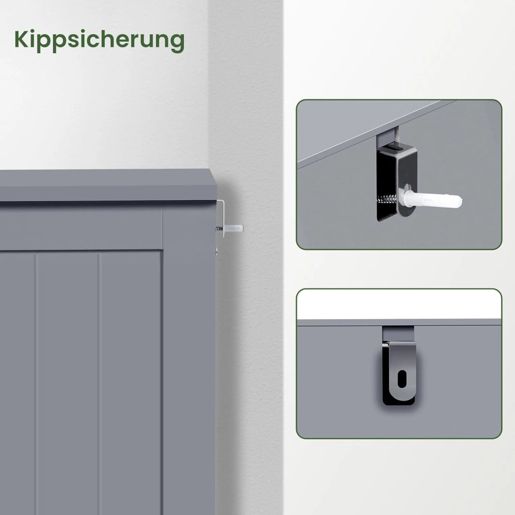 Cassettiera, Mobile da Bagno con 4 Cassetti e 2 Scomparti Regolabili, Mobile Portaoggetti per Bagno/Camera da Letto/Corridoioo/Cucina, Grigio, 56x30x81 cm