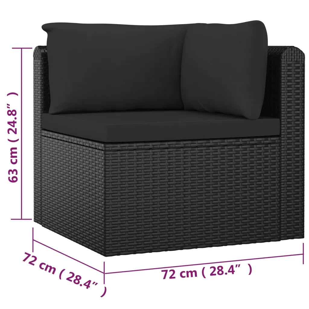 Set Divani da Giardino 7 pz con Cuscini in Polyrattan Nero 3059500