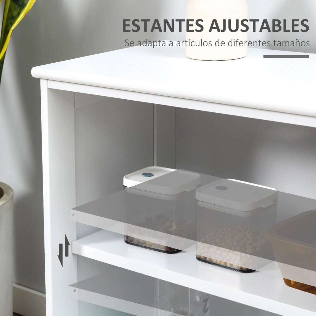 Tavolino da cucina moderno con ante scorrevoli vetro ¨C zephmum ¨C bianco 107x33x62,5 cm