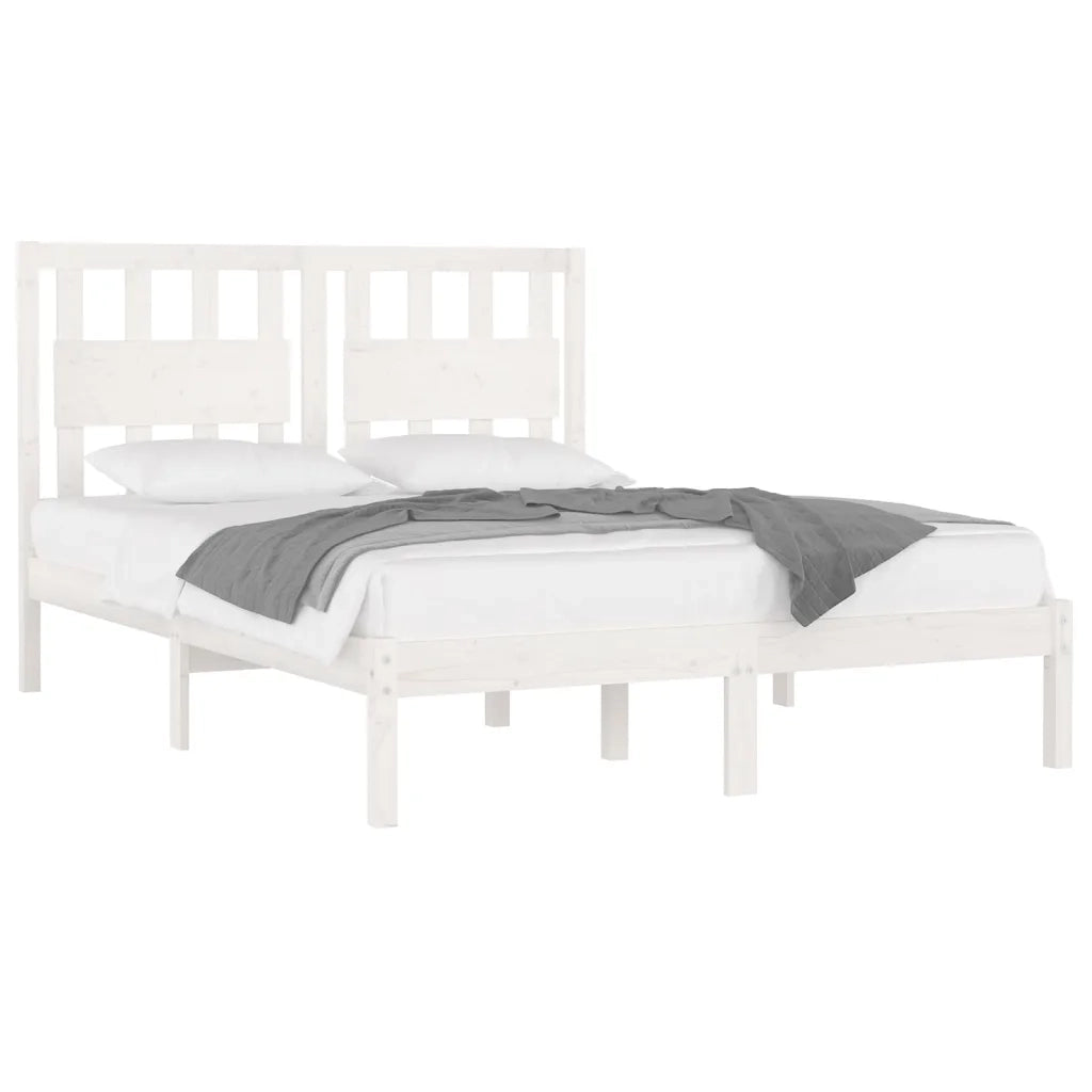 Giroletto-Struttura Letto Bianco in Legno Massello di Pino 200x200 cm 621666