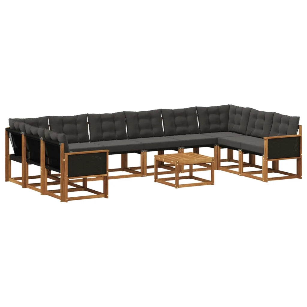 Set di divani da esterno 11 pz Naturale e Nero 3382248