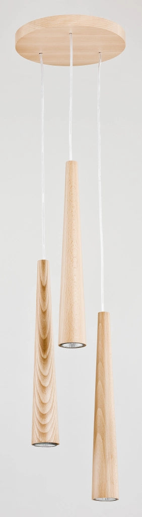 Lampada a sospensione in legno chiaro 3xGU10 SEAL Alfa
