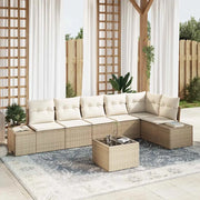 Set Divano da Giardino 7 pcs Beige e Crema polyrattan 3347091