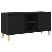 Elegante mobile porta TV rettangolare moderno 102 x 35 x 50 cm in legno composito di rovere nero. Codice articolo: 02_0051898.