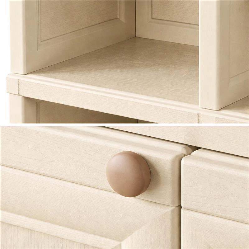 ARMADIO IN PLASTICA 79X43X125 CM EFFETTO LEGNO CON SCAFFALI APERTI E MODULO CHIUSO ANGORA, MOBILE CONTENITORE DA INTERNO E VERANDA