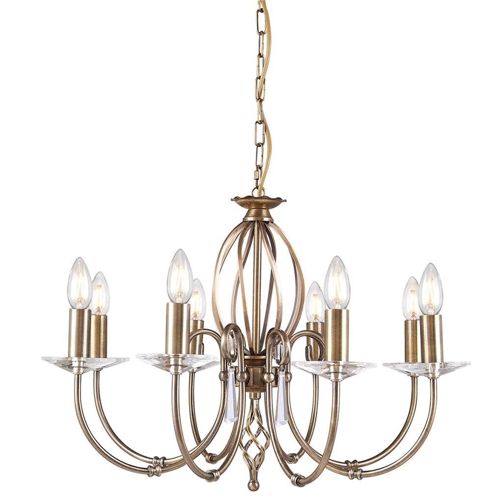Elstead Aegean - Lampadario a 8 luci con finitura in ottone invecchiato, E14