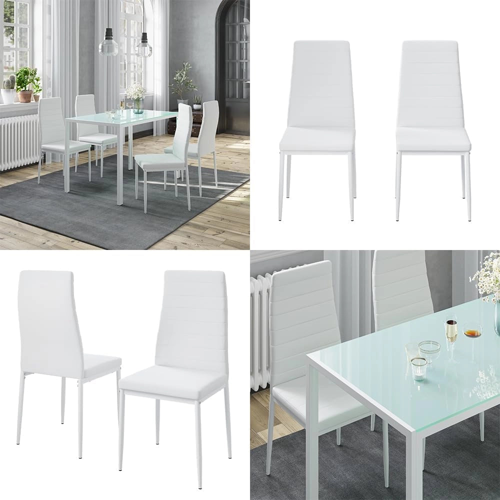 Sedia da sala da pranzo Grand, Bianco, 42.5 x 48 cm Set di 4, per l’utilizzo come set da pranzo in cucina o sala da pranzo