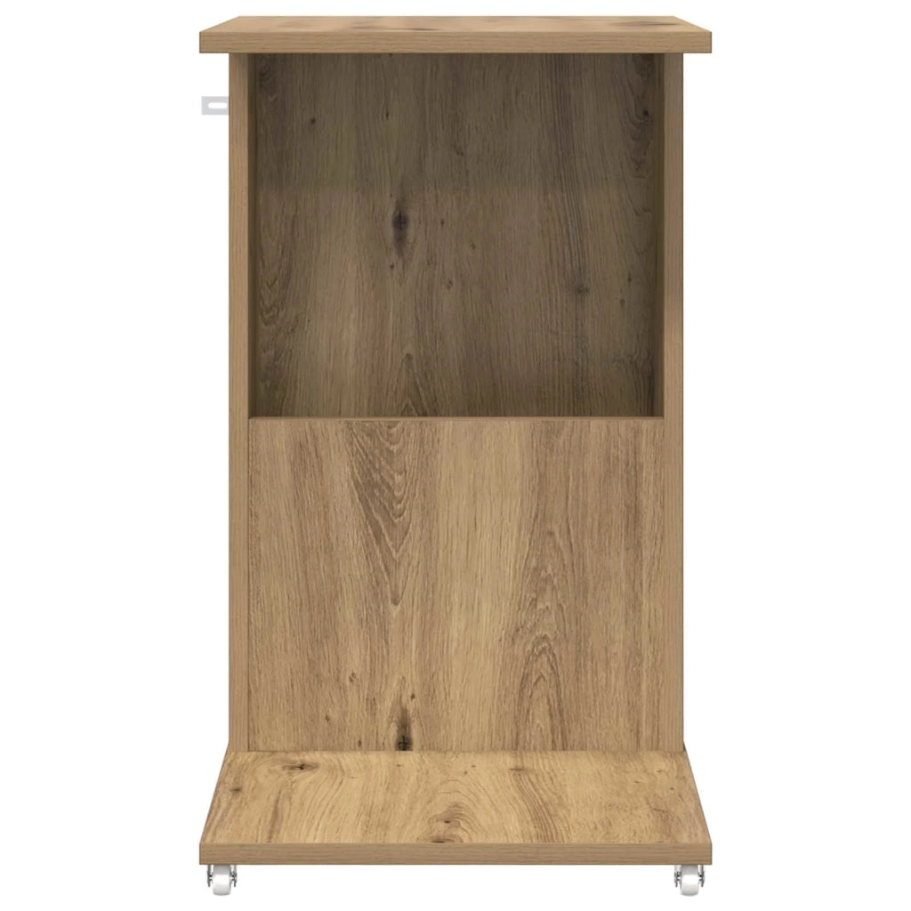Tavolo laterale con ruota Rovere artigianale 40 x 35 x 60 cm