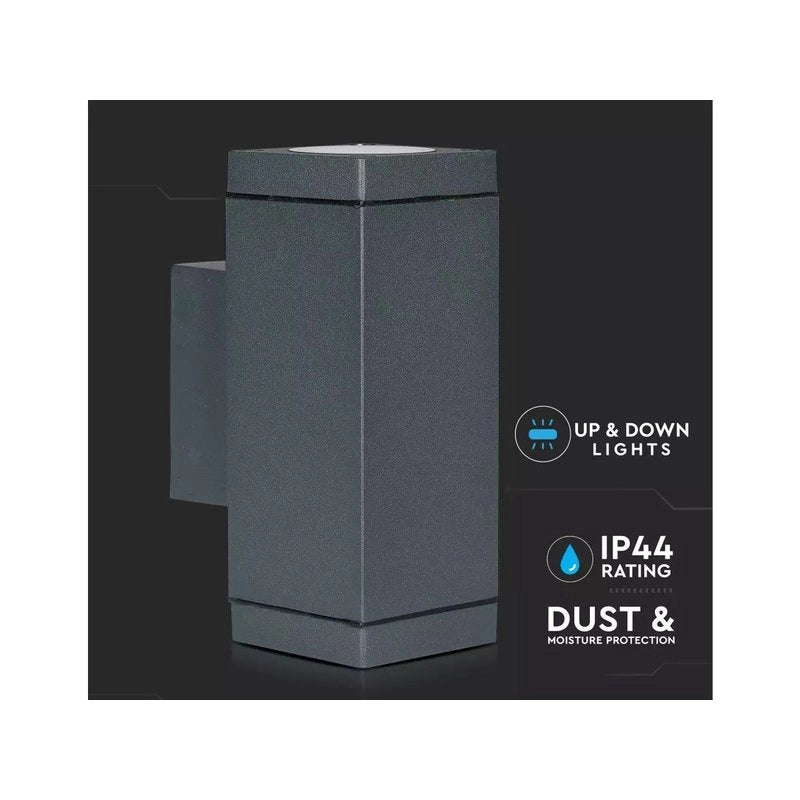 Applique Da Parete e Muro Con Portalampada GU10 Illuminazione Doppio Fascio Up-Down IP44 Carcassa Nera SKU-8627