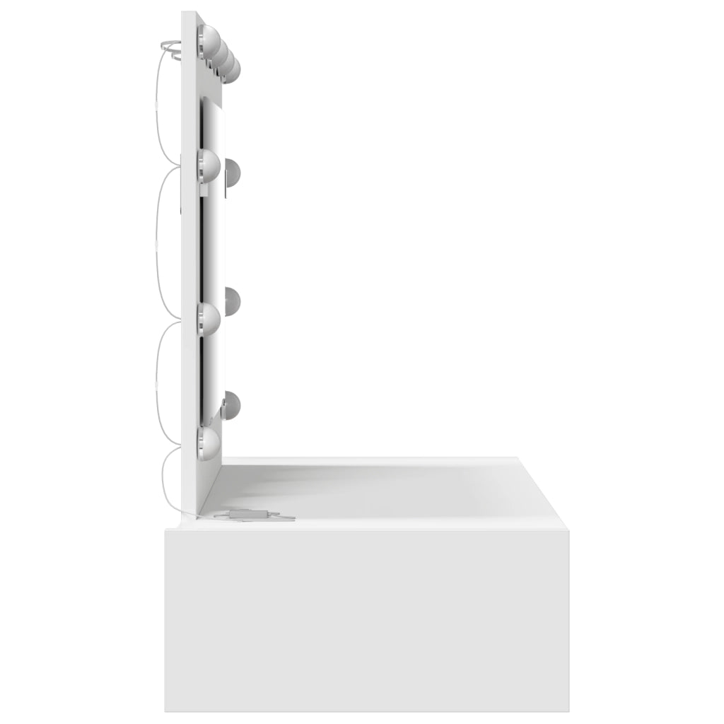 Tavolo da Toeletta Appeso al Muro con Luci LED - Bianco