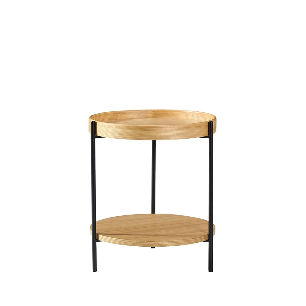 Tavolino moderno a due livelli - Xylo - 44x44x48 cm - Legno e ferro