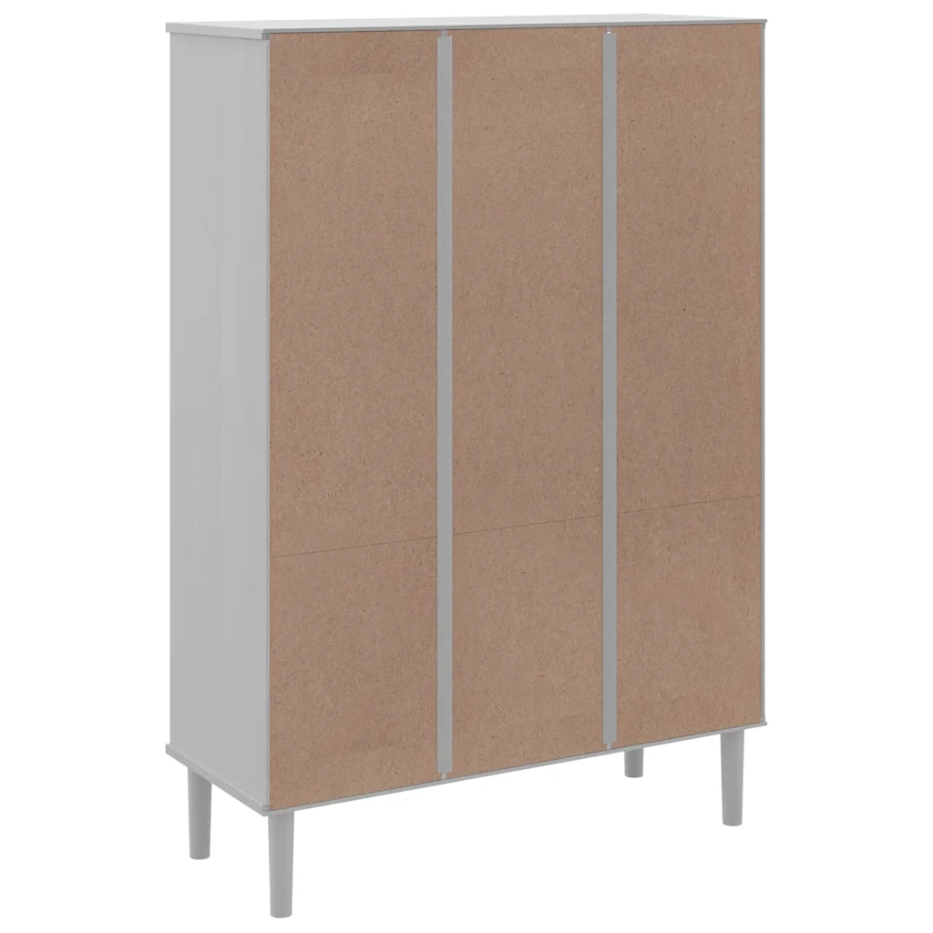 Credenza-Buffet-Armadio da cucina SENJA Aspetto Rattan Bianco 90x35x130 cm Massello Pino