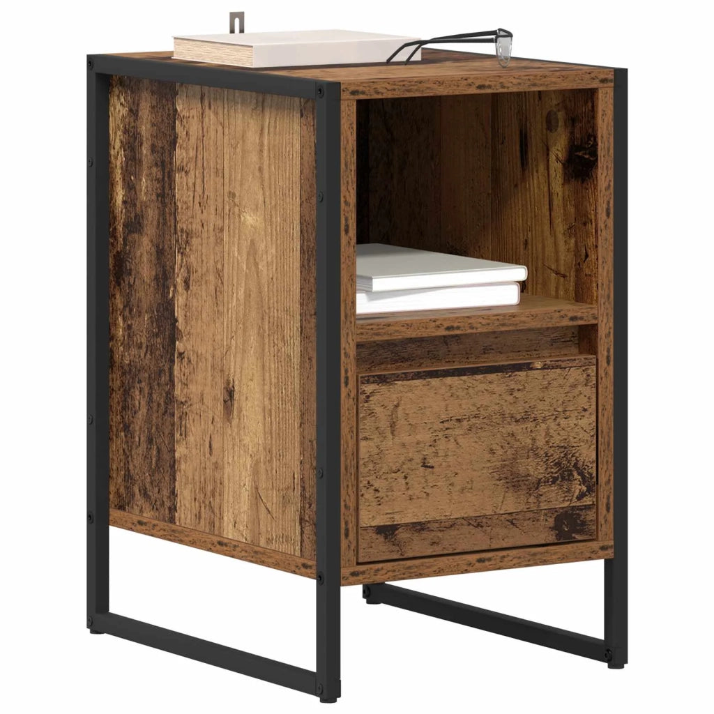 Set di 2 Comodini | Armadio da Notte | Mobiletto da notte con cassetto Legno vecchio 39,5 x 30 x 50 cm