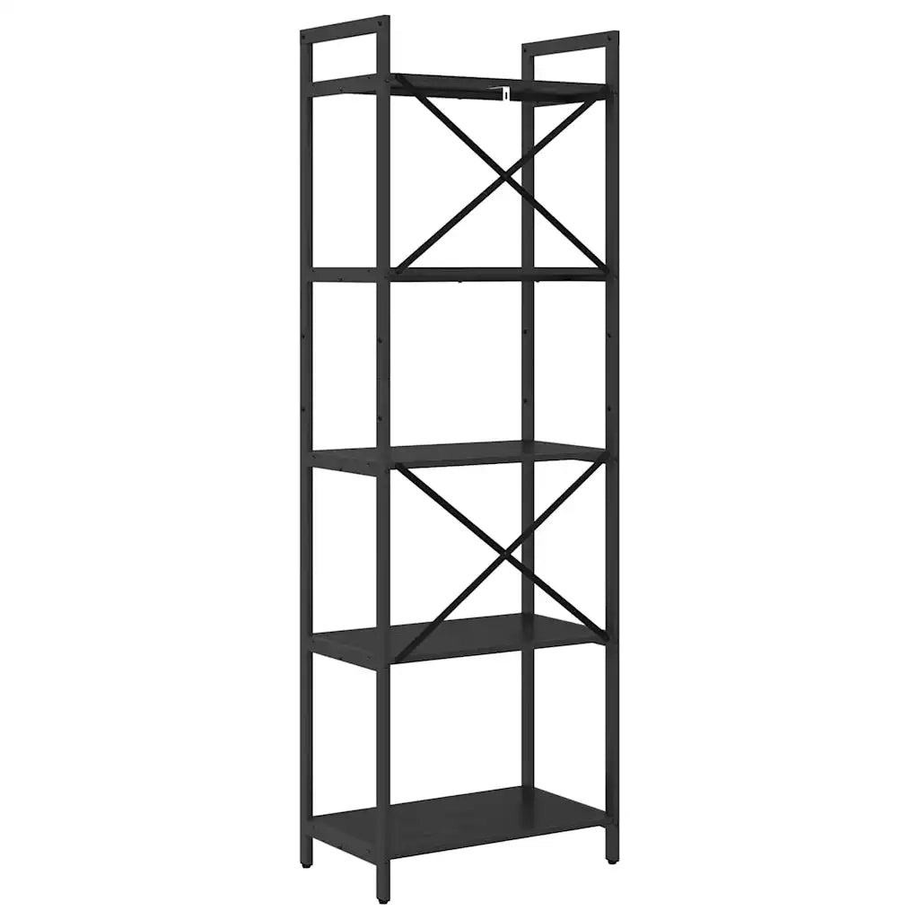 Libreria-Scaffale per Libri-Mobile di Stoccaggio Rovere Nero 56 x 34 x 171 cm Legno multistrato