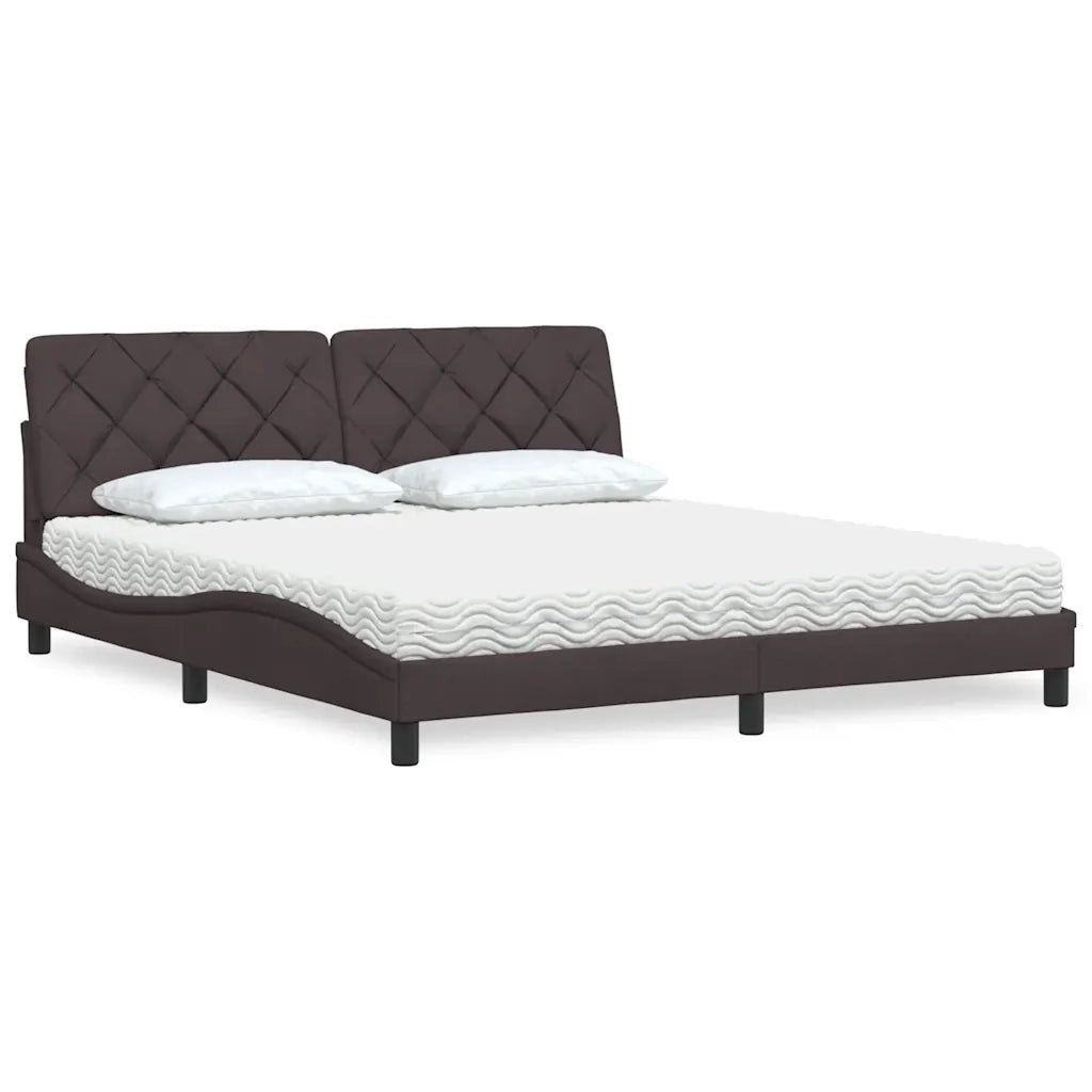 Letto con Materasso Marrone Scuro 180x200cm Tessuto 3310758