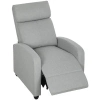 Poltrona Relax, regolabile 135°, poggiapiedi e schienale imbottiti, Lino-Polyester, Grigio Chiaro