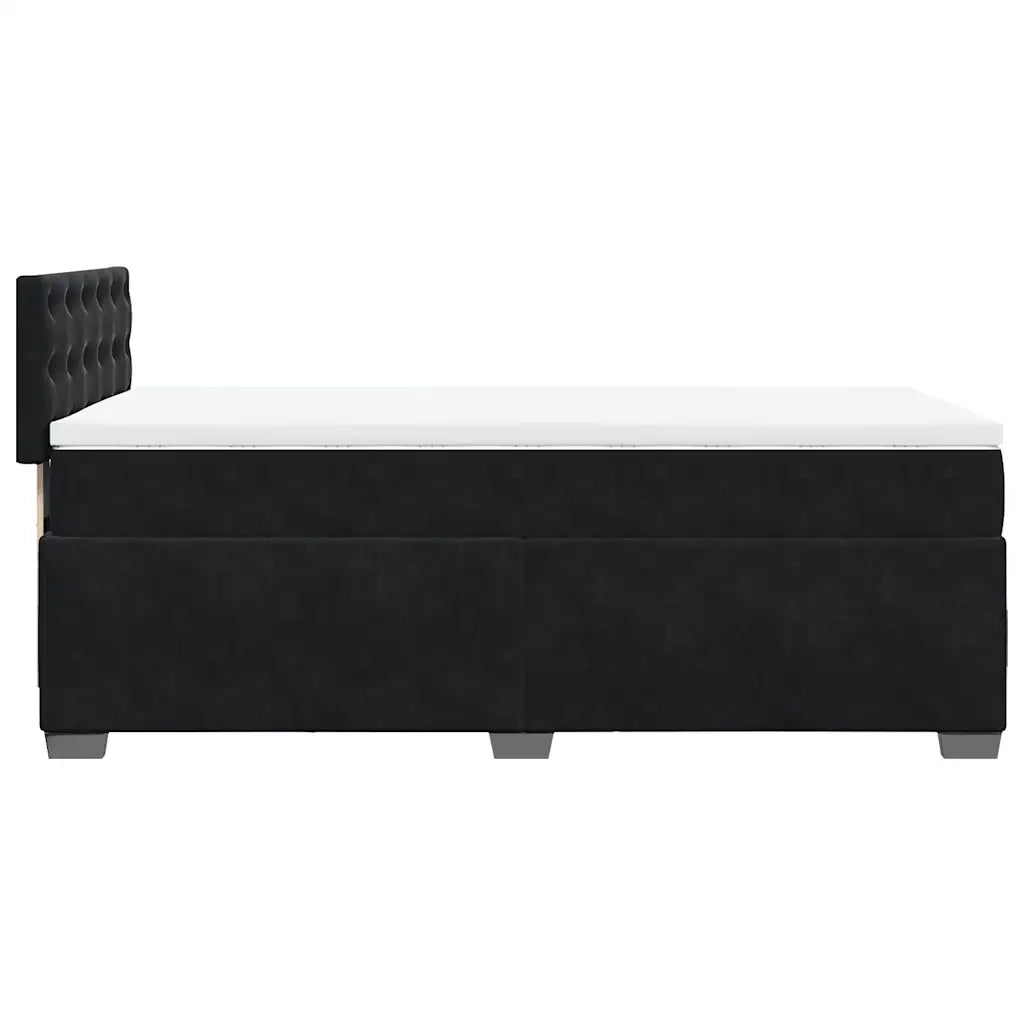 Giroletto a Molle con Materasso-Struttura Letto Nero 80x200 cm in Velluto 977593