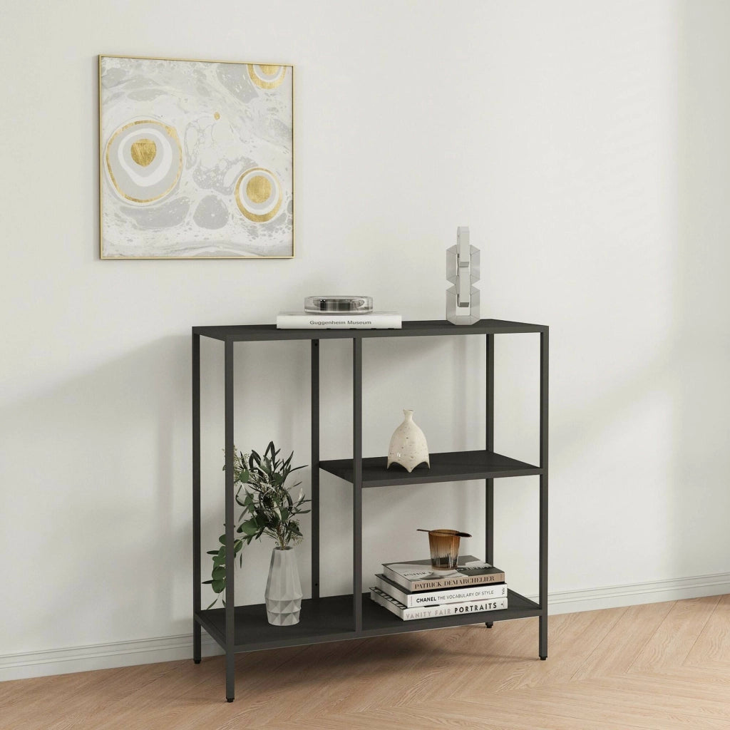 Consolle Noto, Tavolo multiuso, Mobiletto d'appoggio, Scrivania da corridoio, 80x30 h80 cm, Ardesia