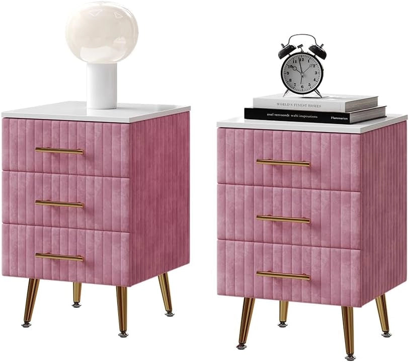 Comodino Velia, rosa, 41 x 62 cm Set di 2