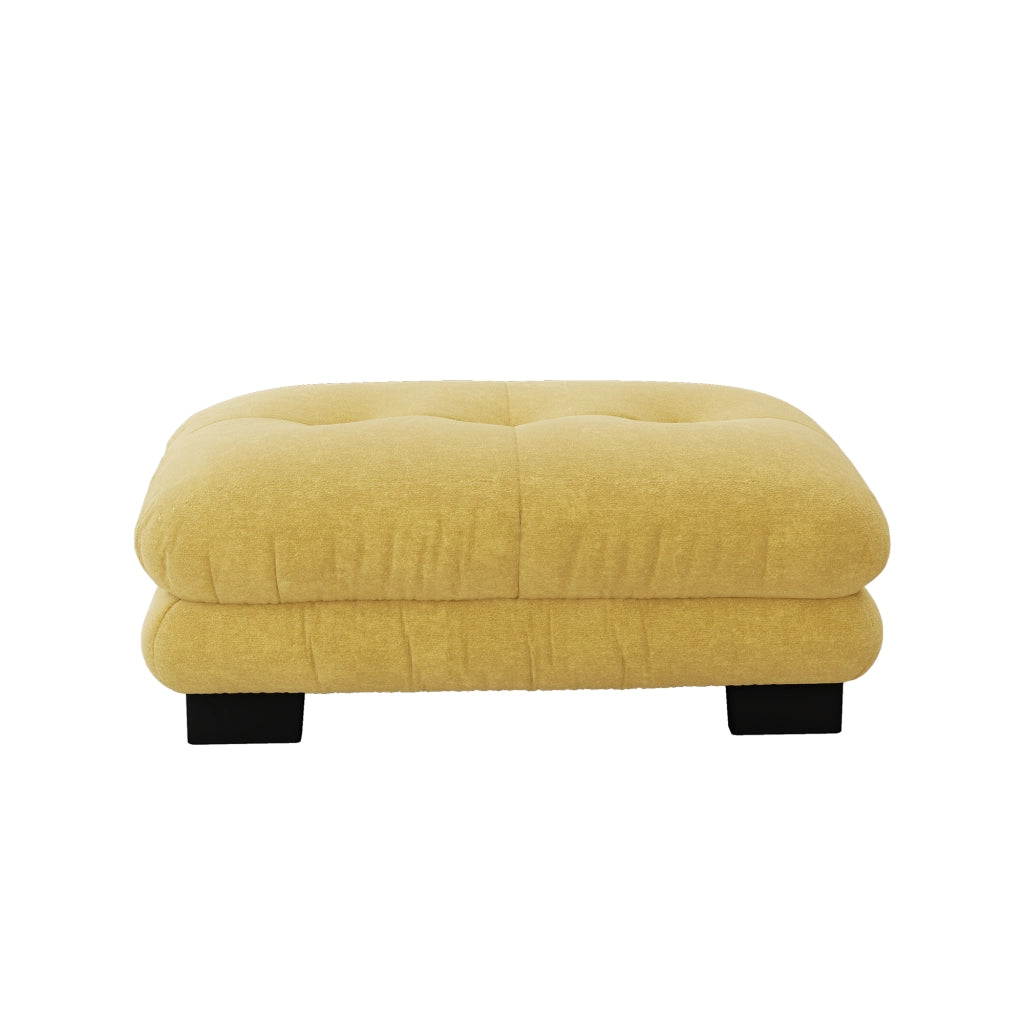 DIVANO Modulare in chenille gialla, combinabile, con ottomane mobili