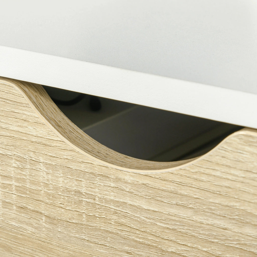 Comodino con cassetto e scaffale ¨C Zephmum ¨C 50x39x51 cm bianco e rovere