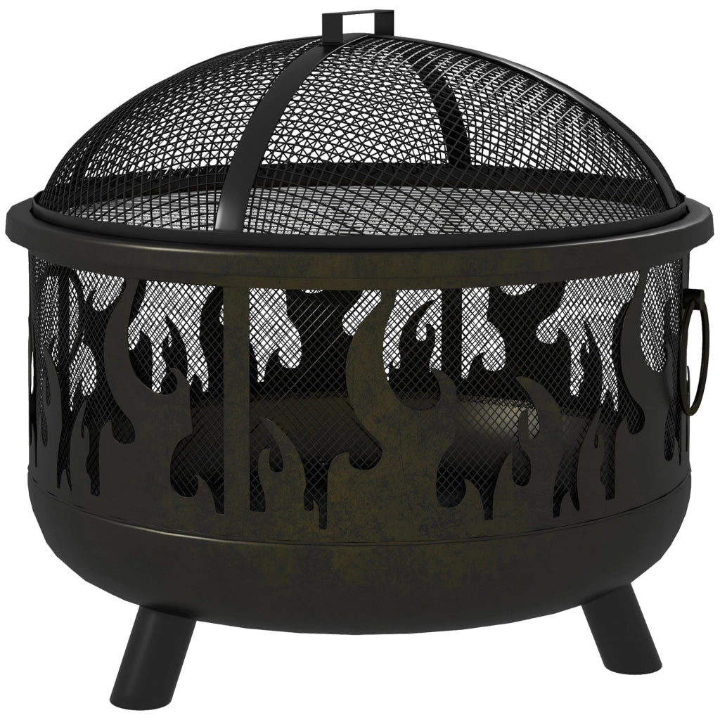 Braciere per esterno con griglia di protezione ¨C Zephmum ¨C Nero ?61.5x52 cm