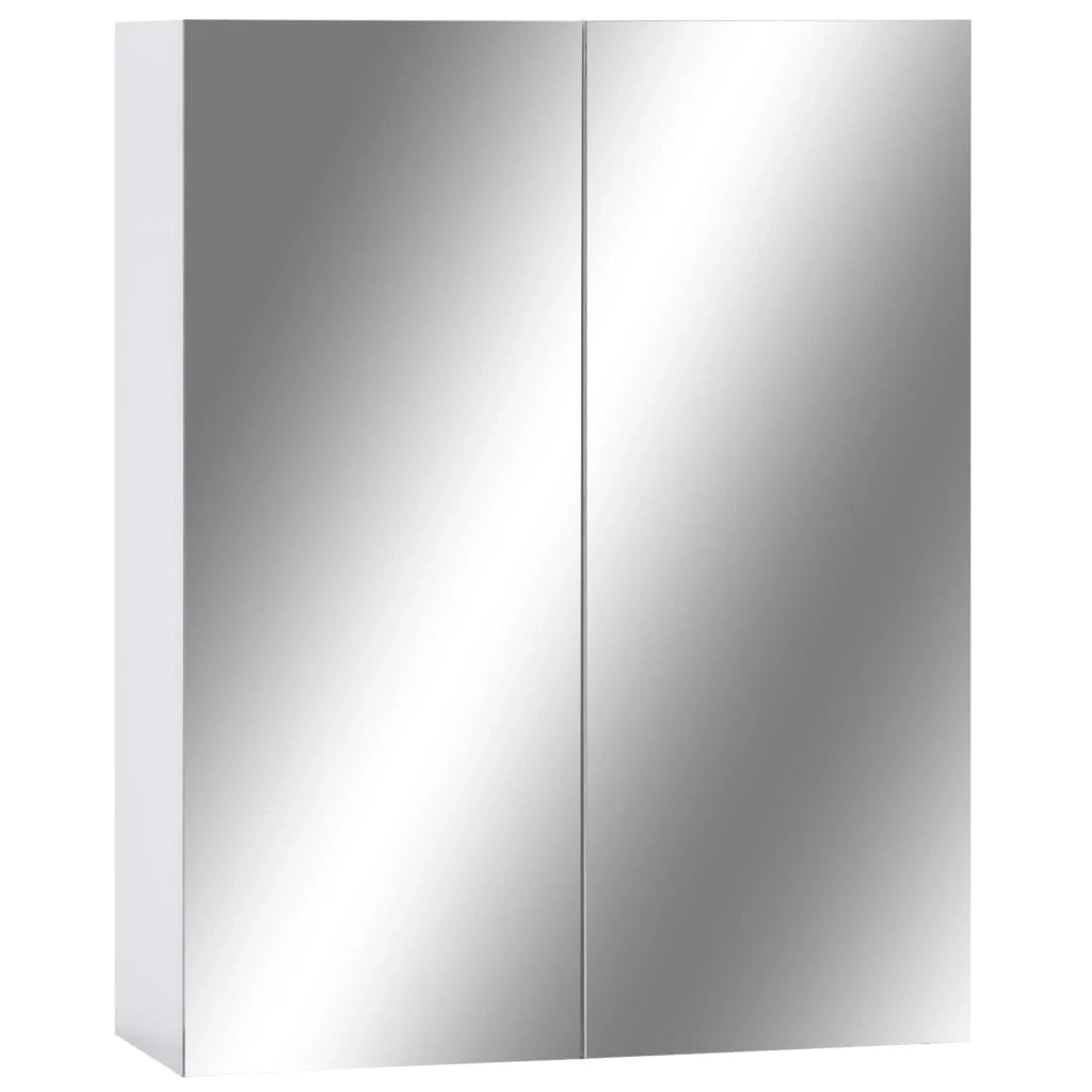 Mobiletto con specchio da bagno 60 x 15 x 75 cm MDF bianco 02_0006717