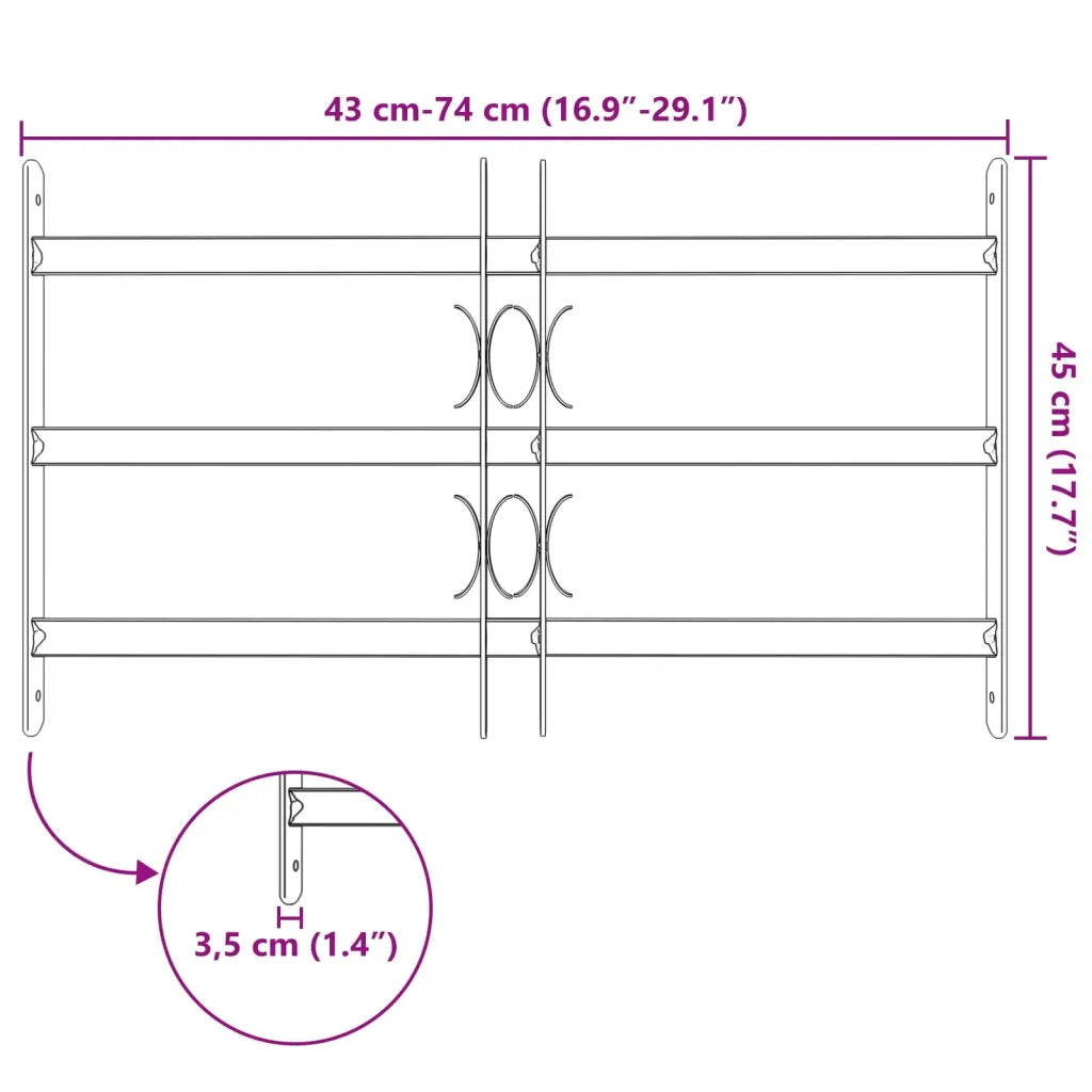 Griglia di Sicurezza per Finestra con 3 Traversine 3 pcs