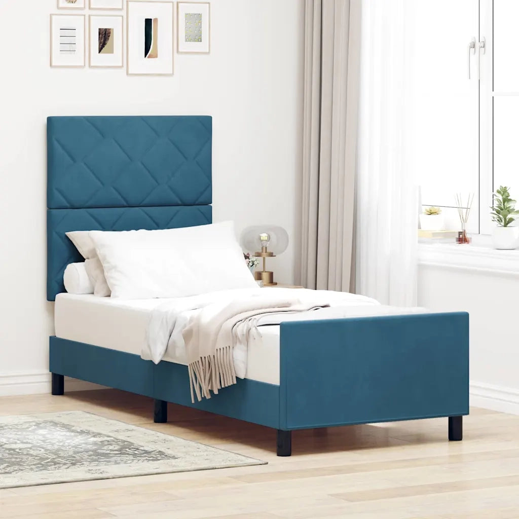 Letto a molle con testiera Blu Scuro 80 x 200 cm Velluto 3344973