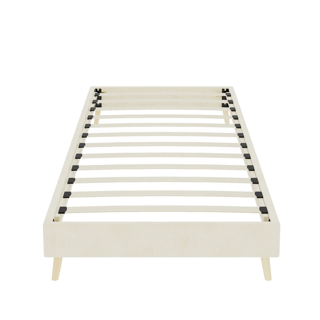 letto in tessuto e metallo beige 90 x 200 cm
