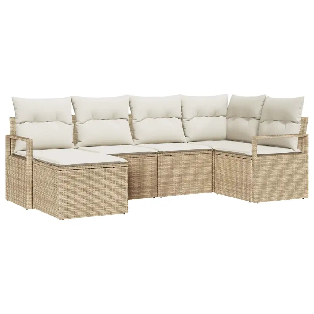 Set di divani con cuscino 6 pcs Beige polyrattan