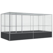 Voliera a gabbia con estensione in argento 418 x 207 x 212 cm acciaio argento 02_0045654