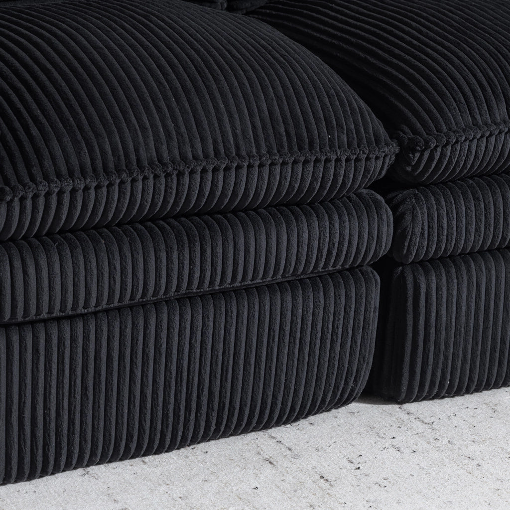 DIVANO 2 POSTI 191x94x85 cm Corda Nero con cuscini e tasche laterali