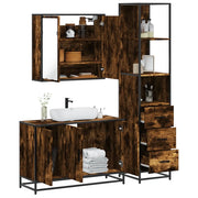 Set Mobili da Bagno 3 pz Rovere Fumo in Legno Multistrato 3301132