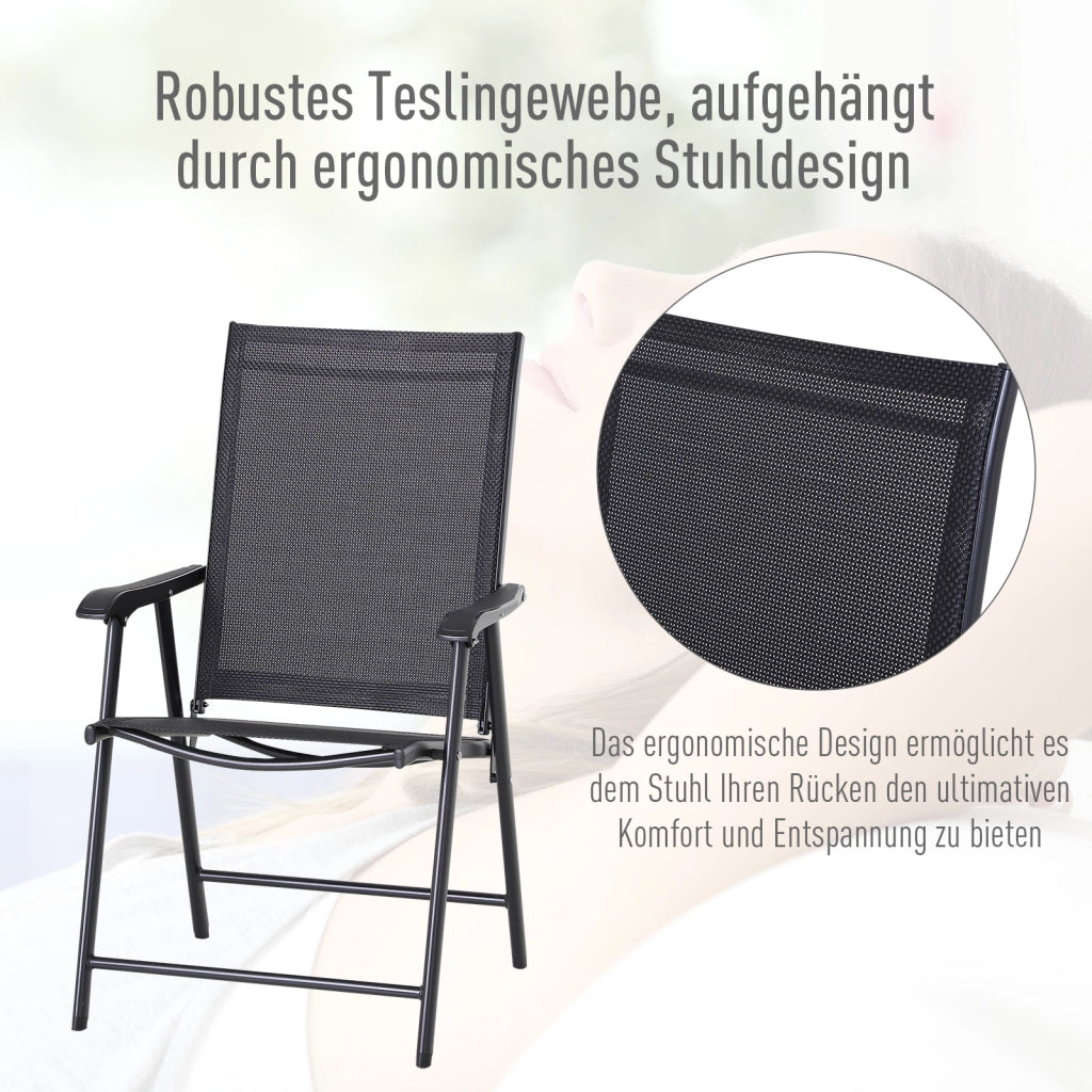 Sedia pieghevole con braccioli 2 pezzi ¨C zephmum ¨C nero metallo 58x64x94 cm