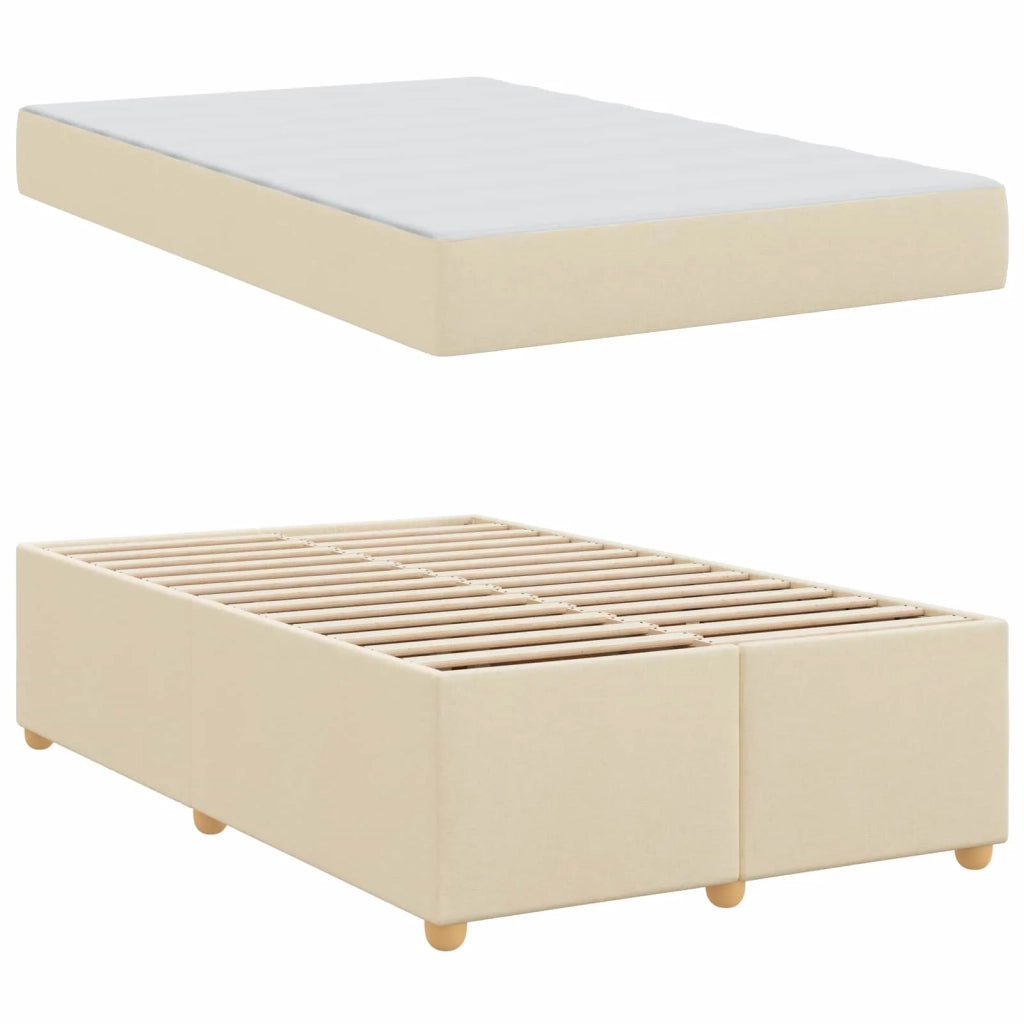 Struttura del letto con materasso Crema 120 x 190 cm Tessuto 3399347