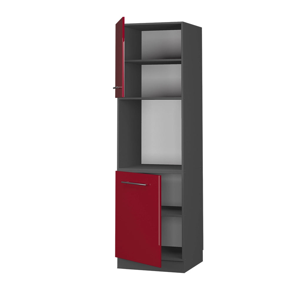 Mobile per forno da incasso Fame-Line Bordeaux lucido/Antracite 60 cm aperto Vicco