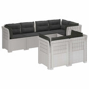 Divano 7 Posti da Giardino con Cuscini Aspetto Rattan PP Bianco 3444167