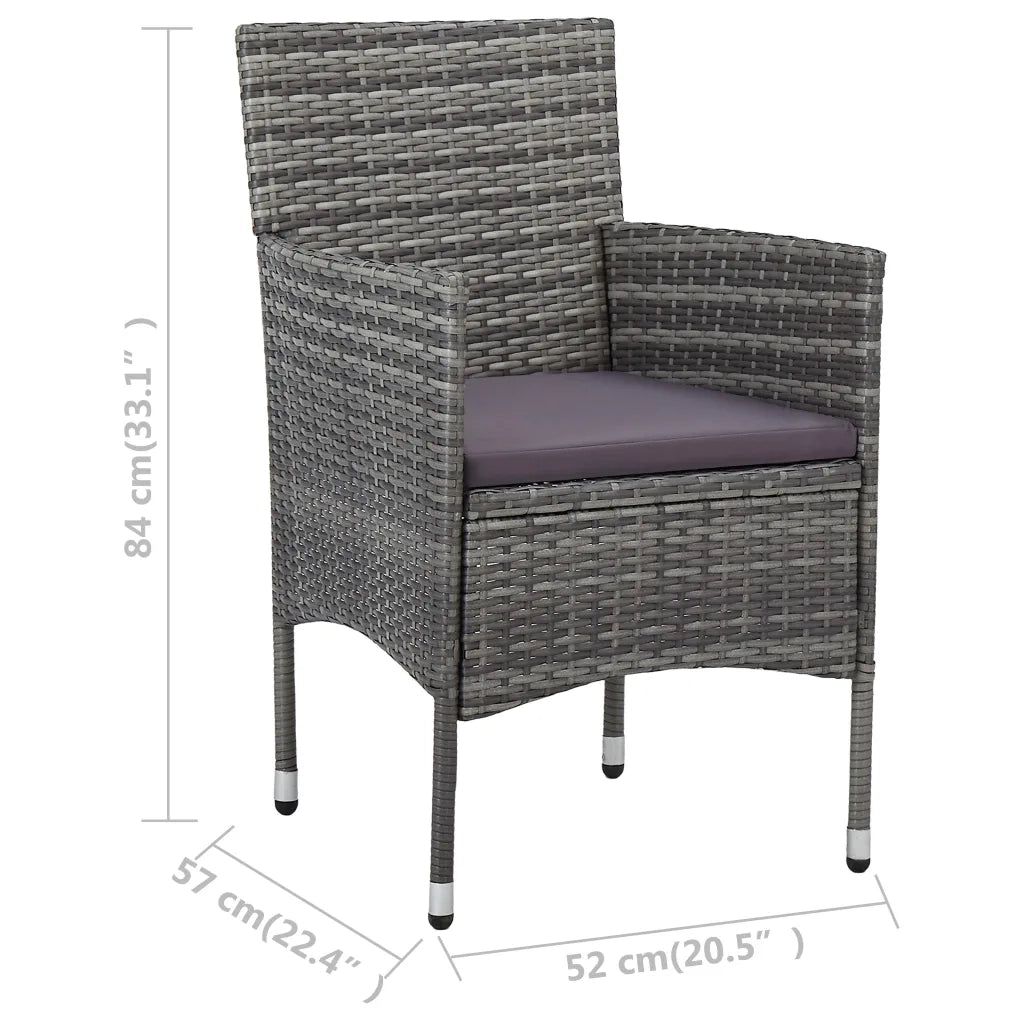 Set da Pranzo per Giardino 11 pz in Polyrattan Grigio cod mxl 45007