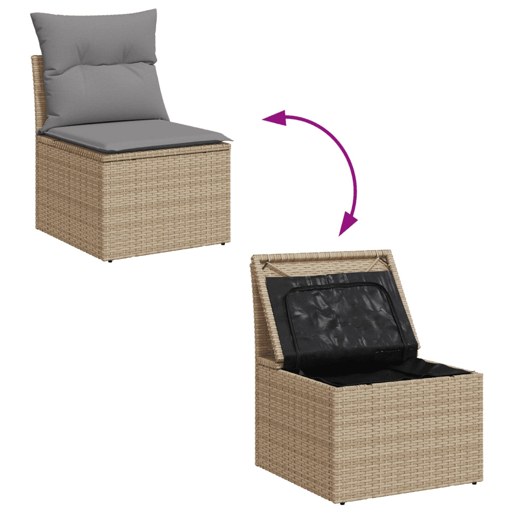 Set Divani da Giardino 7 pz con Cuscini Beige in Polyrattan 3249958