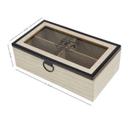 Trade Shop - Scatola Contenitore In Legno Per Tè Con Bacheca 4 Posti Scomparti Vetrina 219599 -