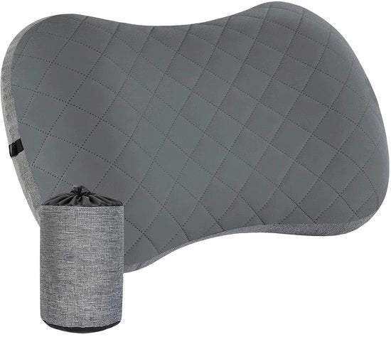 Cuscino da Campeggio con Design Ergonomico - Cuscino Inflabili - TPU Imbottito - Cuscino da Viaggio - Cuscino da Campeggio Principale - Compreso Tasca di Ripiegamento - Cuscino Principale