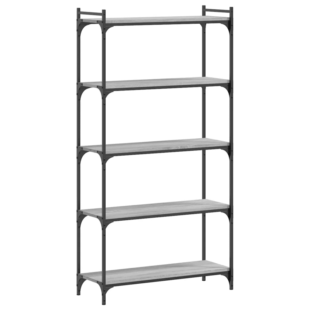 Libreria 5 Ripiani-Scaffale per Libri-Mobile di Stoccaggio Grigio Sonoma 80x30x154cm Legno Multistrato