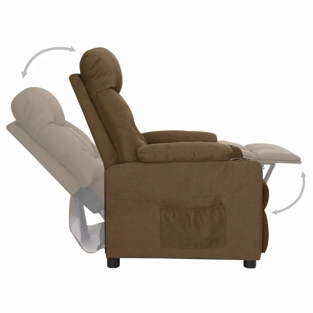 Poltrona | Sedia Relax Reclinabile in Tessuto Marrone