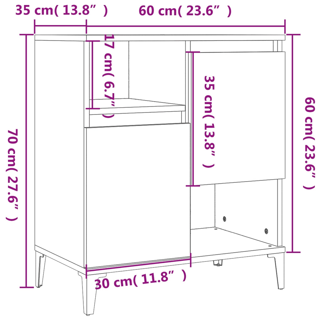 Credenze 2pz Grigio Cemento 60x35x70 cm in Legno Multistrato 3185731