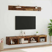 Set di Mobiletto da TV a Parete con led 5 pz-Credenza per TV sospesa Legno vecchio