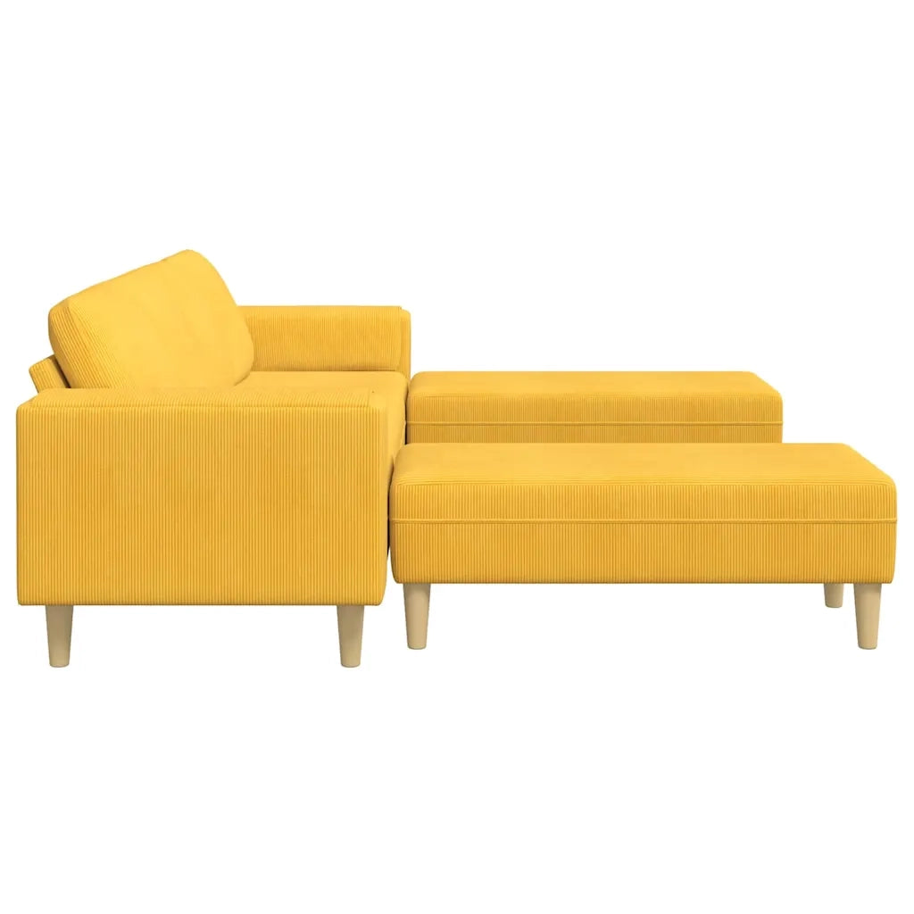 Divano in tessuto Giallo Chiaro Tessuto in velluto a coste