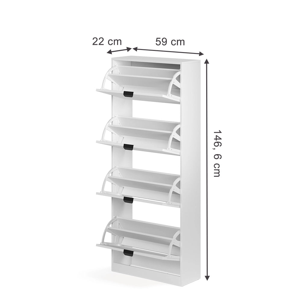 Scarpiera da ingresso Gizmo Bianco/Nero 59 x 146.6 cm con 4 scomparti Vicco