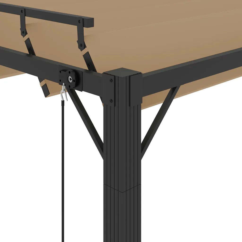 Gazebo con Tetto a Lamelle 3x3 m in Tessuto Tortora e Alluminio